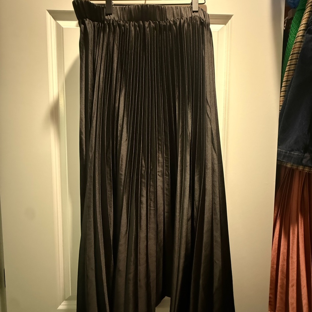 ARULA Black Pleated Maxi Skirt